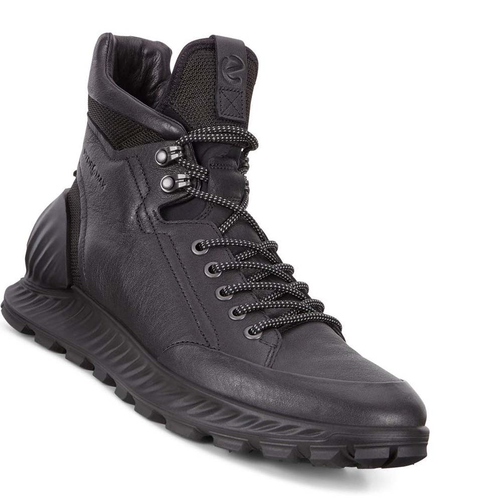 Men's Ecco Exostrike Hydromax Boots Black | USA 439HAP